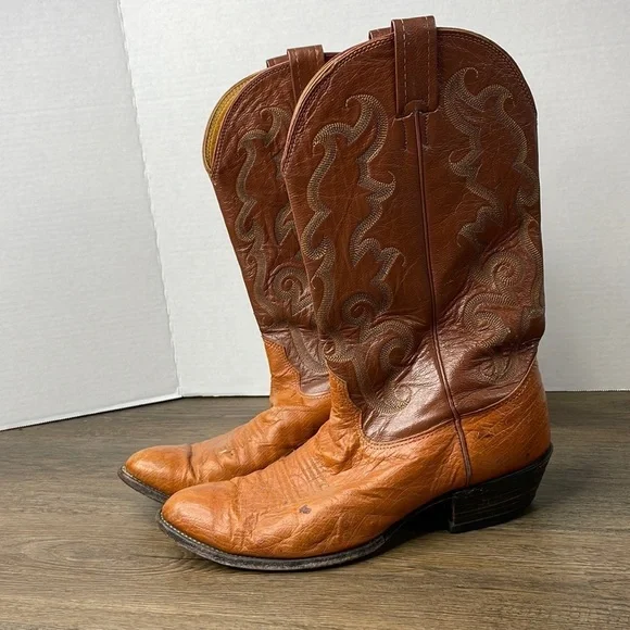 Nocona Men’s Brown Ostrich Western Cowboy Boots, size 9